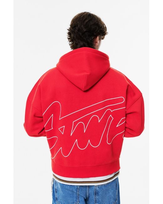 Pull&Bear Red Stwd Hoodie for men