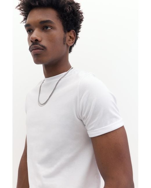 Pull&Bear White Muscle Fit T-Shirt for men