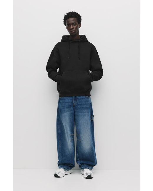 Pull&Bear Basic Hoodie in het Black voor heren