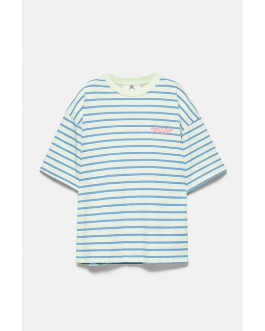 Pull&Bear Blue Oversize Striped T-Shirt