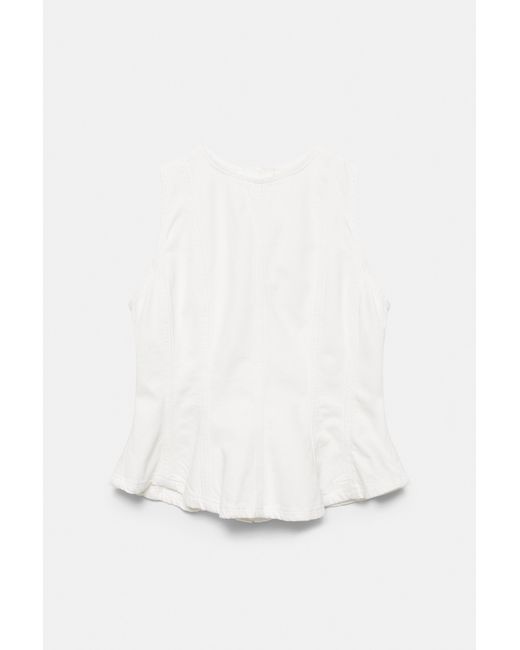 Pull&Bear White Denim Peplum Top
