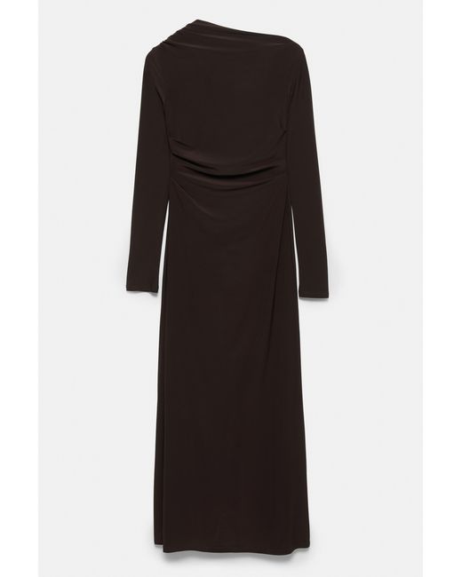 Pull&Bear Black Soft Draped Midi Dress