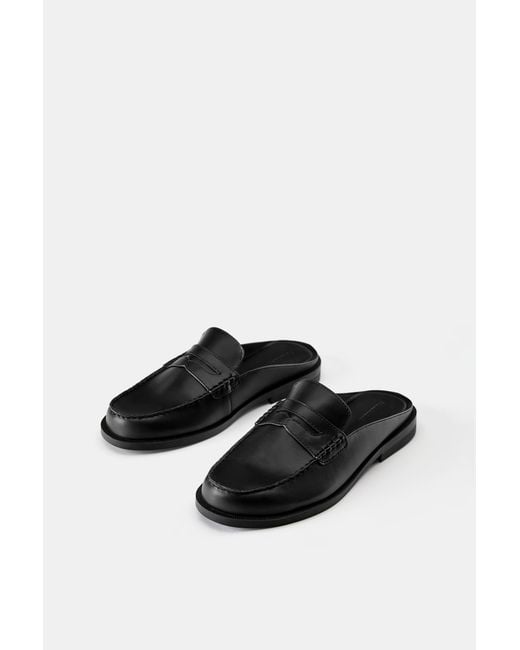 Pull&Bear Black Slingback Loafers for men