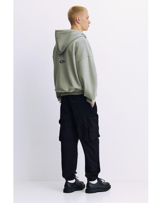 Pull&Bear Black Multi-Pocket Comfort Jogger Trousers for men