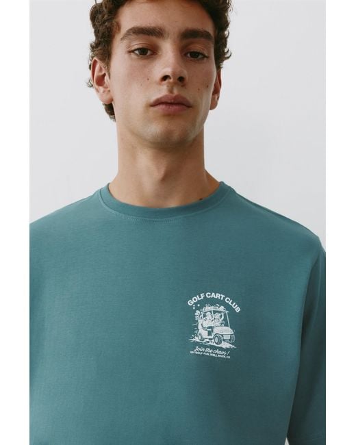 Pull&Bear Blue Golf Cart Club T-Shirt for men