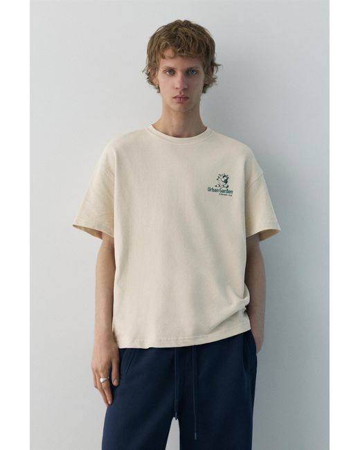 Pull&Bear Blue Structured Graphic T-Shirt for men