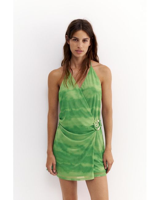 Pull&Bear Green Short Halter Dress