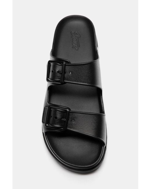 Pull&Bear Black Buckle Flat Sandals for men
