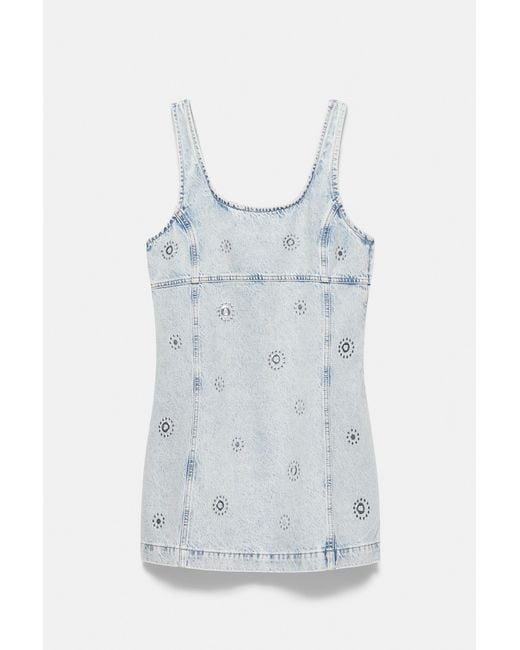 Pull&Bear Blue Short Studded Denim Dress