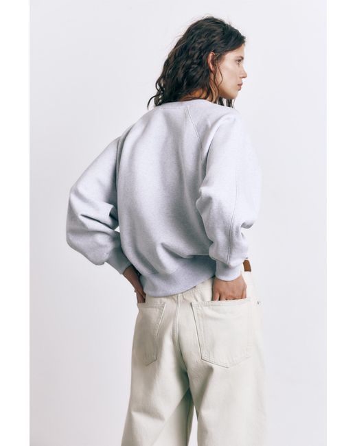 Pull&Bear White Oversize Fleece Sweatshirt