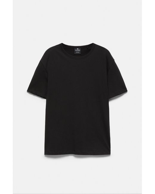 Pull&Bear Black Slim Fit Basic T-Shirt for men