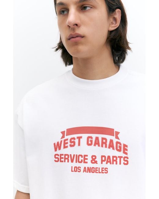 Pull&Bear White West Garage Boxy T-Shirt for men