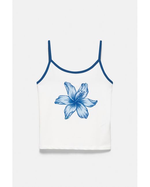 Pull&Bear Blue Trägertop Mit Hibiskusblüten-Print