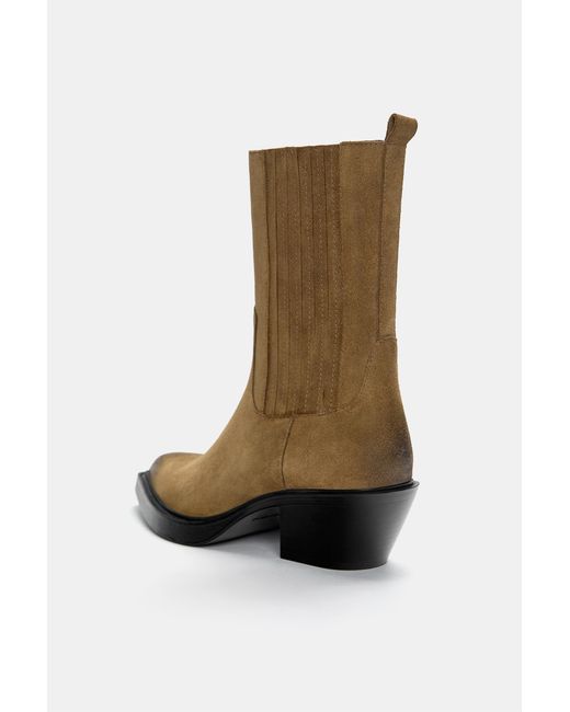 Pull&Bear Leren Enkellaarsjes Met Hak in het Blue