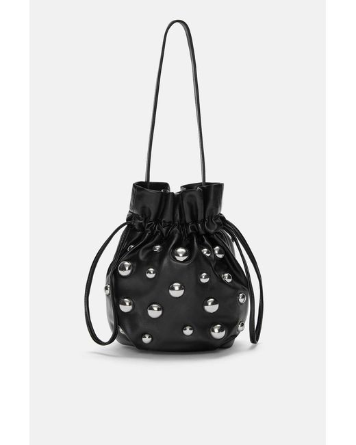 Pull&Bear Black Studded Bucket Bag
