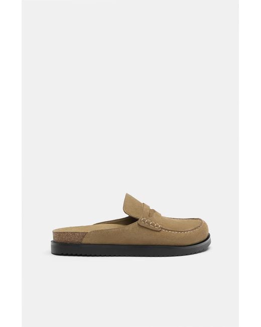 Pull&Bear Blue Leather Clogs