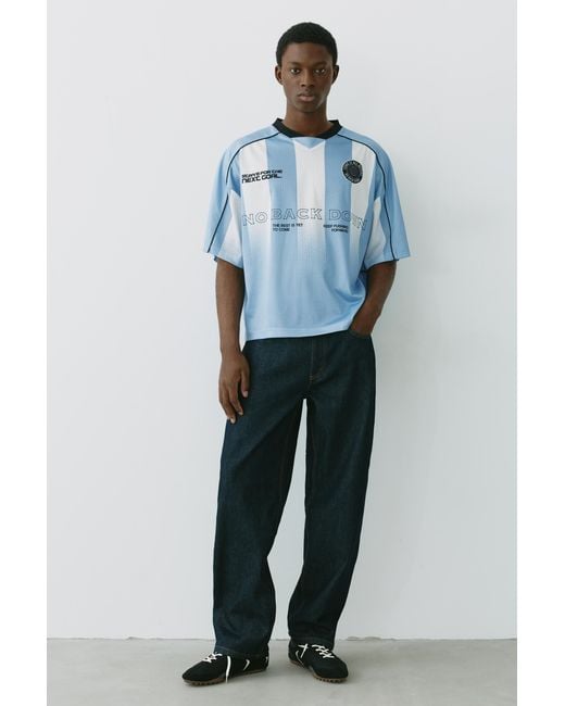 Pull&Bear Blue Stwd Boxy-Fit T-Shirt for men