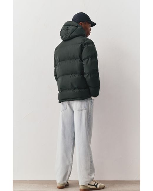 Pull&Bear Blue Heat-Sealed Quilted Jacket With Hood for men