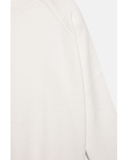 Pull&Bear White Oversize Round Neck Sweater