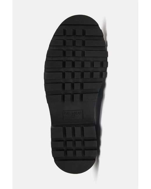 Pull&Bear Black Lace-Up Flat Shoes for men