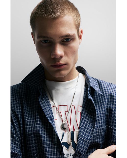 Pull&Bear Blue Double Pendant Necklace for men