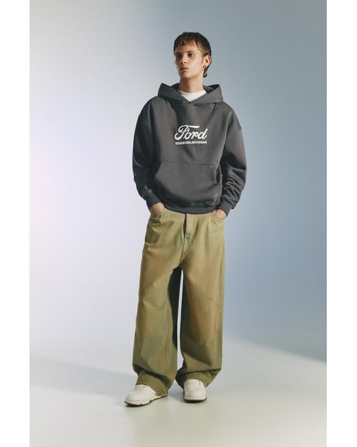 Pull&Bear Gray Ford Hoodie for men