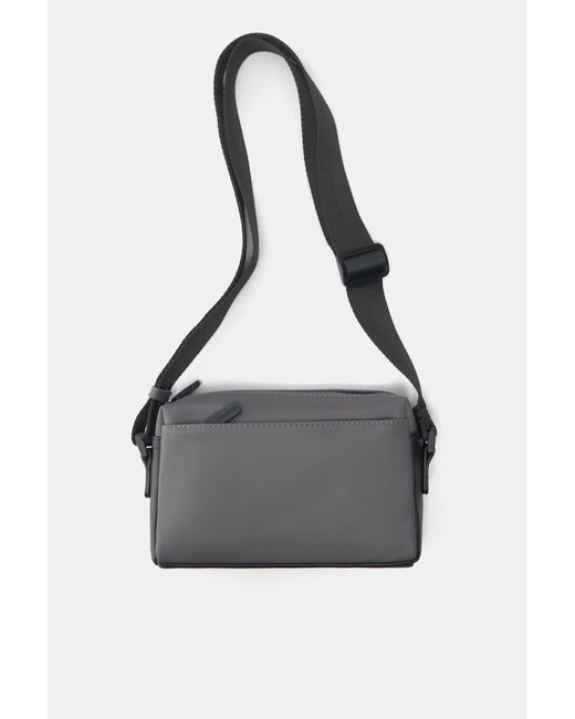 Pull&Bear Black Rubberised Crossbody Bag for men