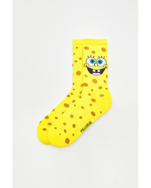 Pull&Bear Yellow Spongebob Squarepants Socks for men