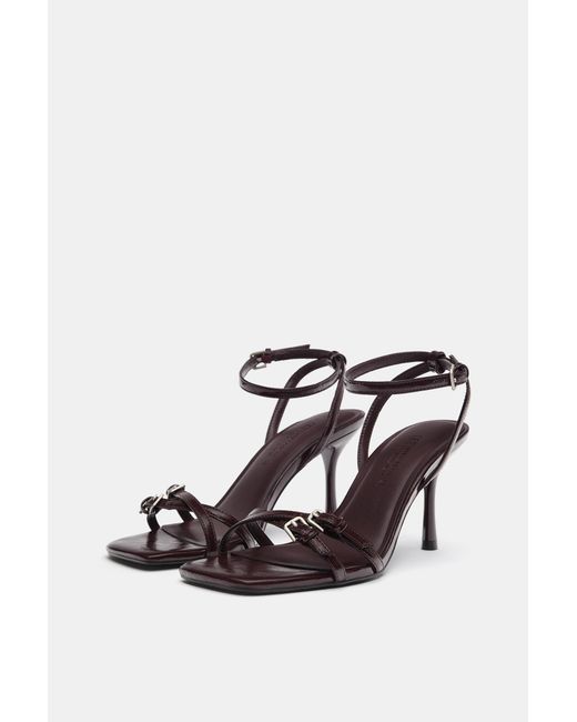 Pull&Bear White Heeled Buckle Sandals