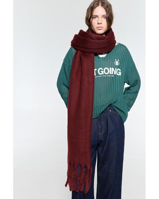 Pull&Bear Purple Maxi Mohair-Effect Scarf