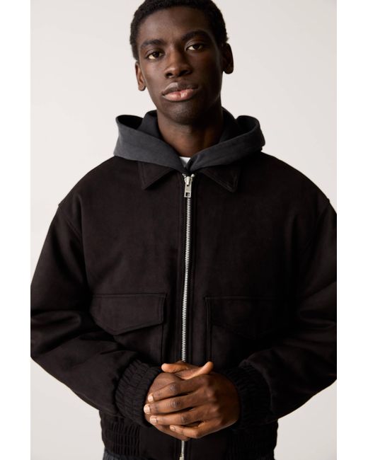 Pull&Bear Cropped-Jacke Wildlederimitat in Blue für Herren