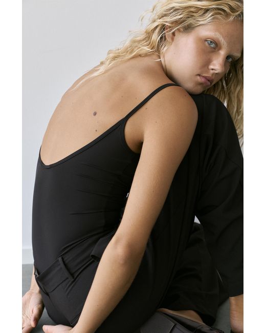 Pull&Bear Black Polyamide Bodysuit With Thin Straps