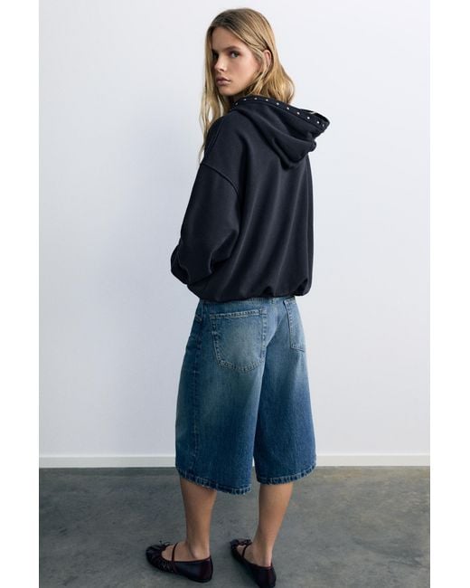 Pull&Bear Blue Studded Hoodie