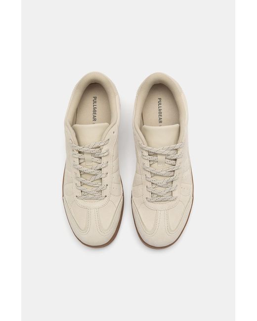 Pull&Bear White Split Leather Sneakers