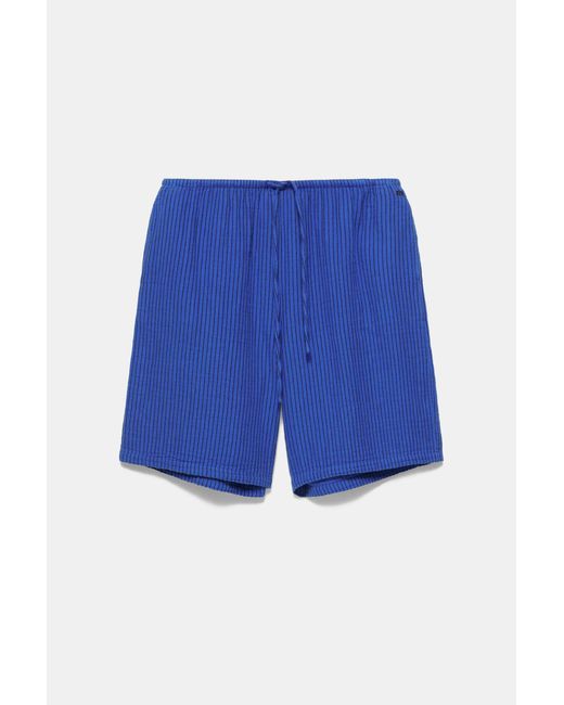 Pull&Bear Blue Rustic Striped Bermuda Shorts