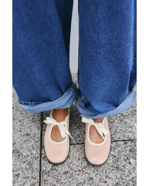 Pull&Bear Blue Sporty Bow Ballerina Flats