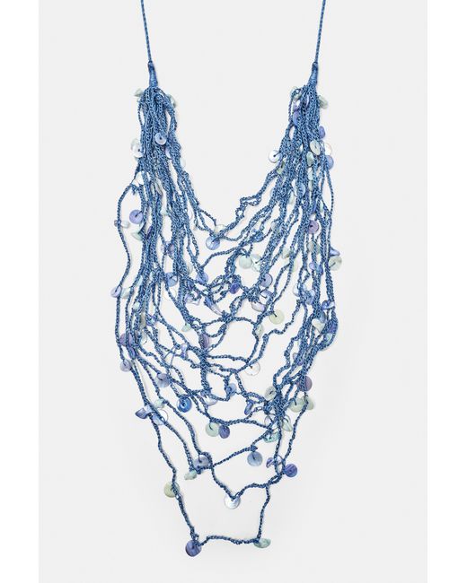 Pull&Bear Blue Mother-Of-Pearl-Effect Multi-Strand Necklace