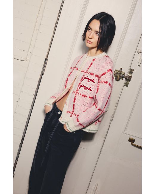 Pull&Bear Pink Christmas Checked Cardigan