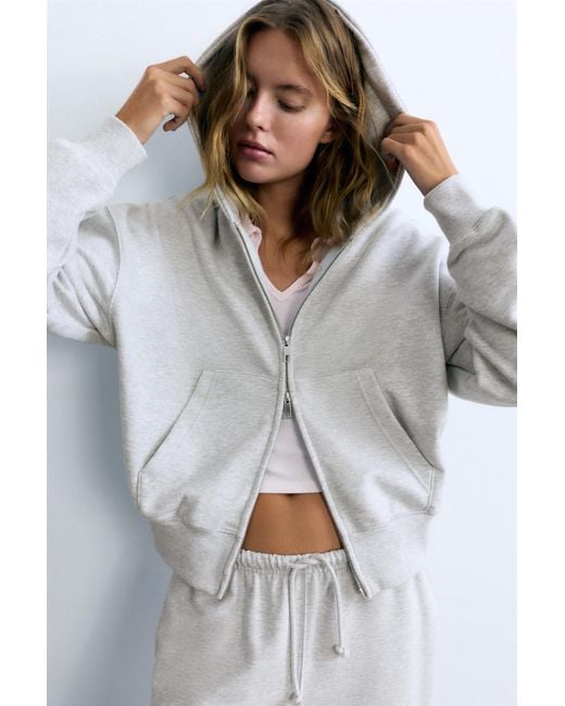 Sweat À Capuche Zippé Pull&Bear en coloris Gray