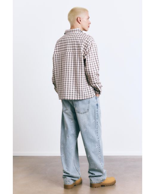 Pull&Bear Gray Stwd Plaid Shirt for men