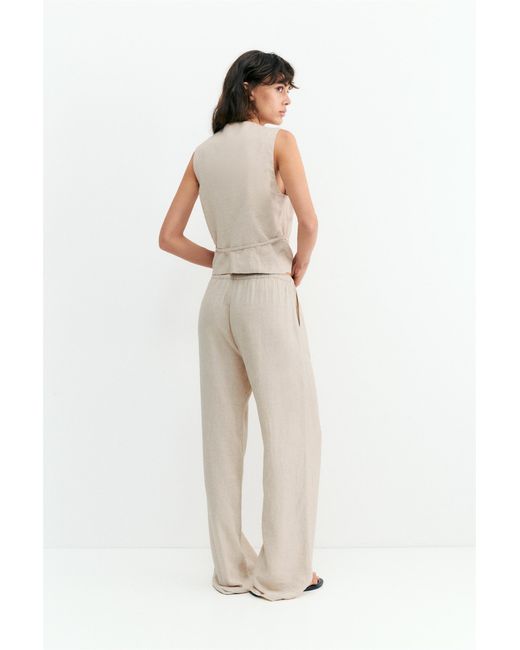Pull&Bear Soepelvallende Broek Met Linnen in het Multicolor