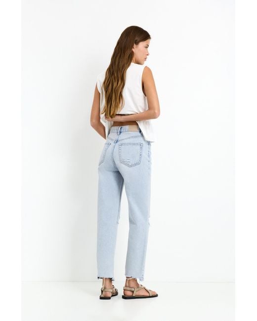 Pull&Bear Blue Ripped Mom Jeans