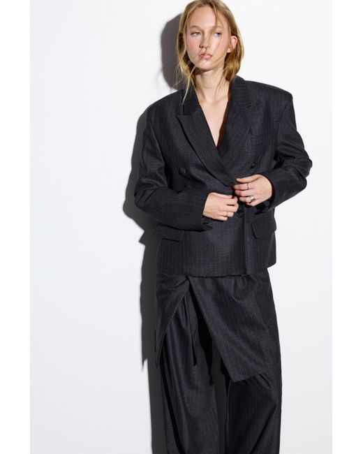 Pull&Bear Black Oversize Pinstripe Blazer