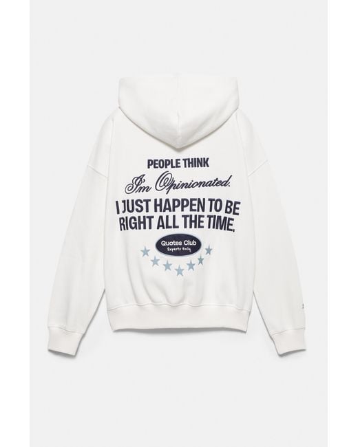 Pull&Bear White Embroidered Star Hoodie