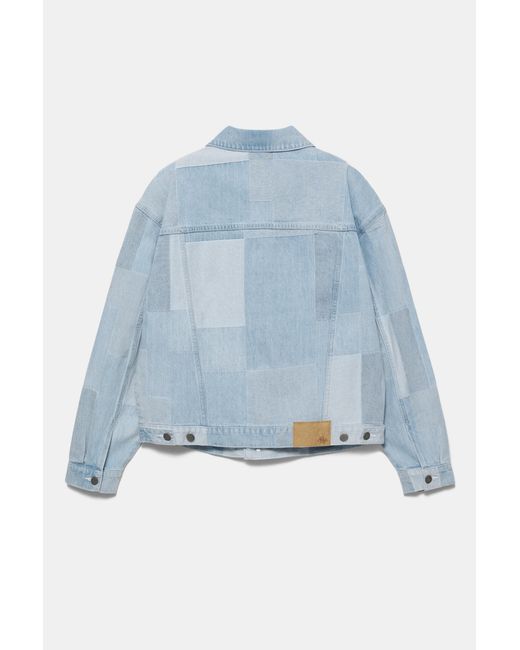 Pull&Bear Denim Jack Met Patchwork Ruiten in het Blue voor heren