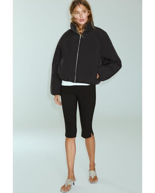 Pull&Bear Black High Neck Puffer Jacket