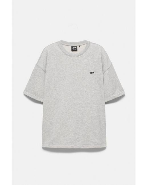 Pull&Bear Gray Short Sleeve Logo Sweatshirt for men