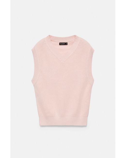 Pull&Bear Gray Knit Vest for men