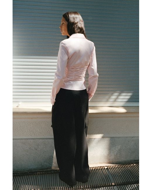 Pull&Bear Black Balloon Cargo Trousers With Belt