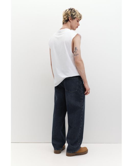 Pull&Bear Blue Relaxed Fit Baggy Jeans With Stars for men
